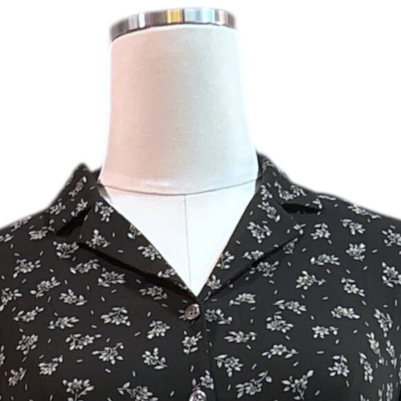 Vtg Dark Academia Ditzy Floral Maxi Dress Sz 8 Button Front Collared Cottagecore - Picture 4 of 15